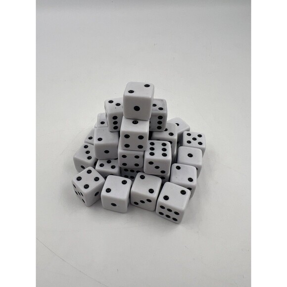 31 15mm White with Black Numbers Six Sided Dice - Picture 1 of 2